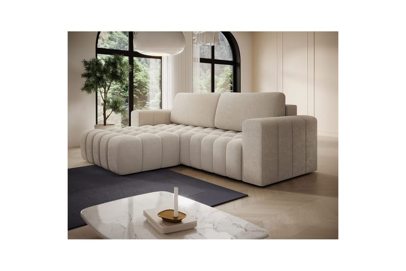 Kulmasohva Eltap Bonett 250x175x92 cm - Jaffray 18, Beige, Vasen - Huonekalut - Sohva - Vuodesohva