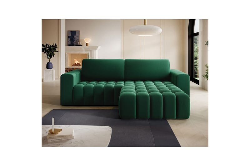 Kulmasohva Eltap Bonett 250x175x92 cm - Kronos 19, Tummanvihreä, Oikea - Huonekalut - Sohva - Vuodesohva