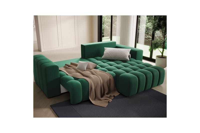 Kulmasohva Eltap Bonett 250x175x92 cm - Kronos 19, Tummanvihreä, Oikea - Huonekalut - Sohva - Vuodesohva