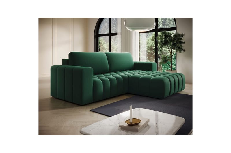 Kulmasohva Eltap Bonett 250x175x92 cm - Kronos 19, Tummanvihreä, Oikea - Huonekalut - Sohva - Vuodesohva