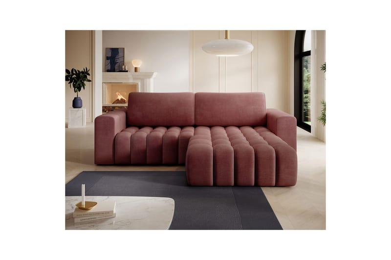 Kulmasohva Eltap Bonett 250x175x92 cm - Monolith 63, Vaaleanpunainen, Oikea - Huonekalut - Sohva - Vuodesohva