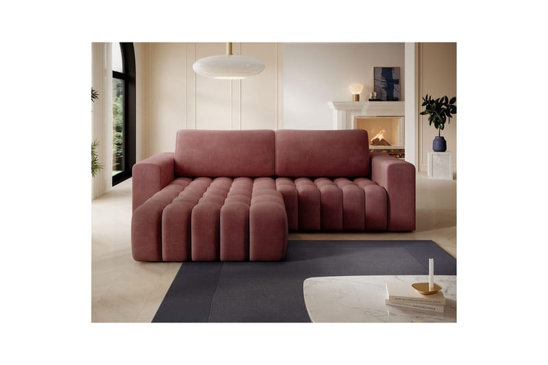 Kulmasohva Eltap Bonett 250x175x92 cm - Monolith 63, Vaaleanpunainen, Vasen - Huonekalut - Sohva - Vuodesohva