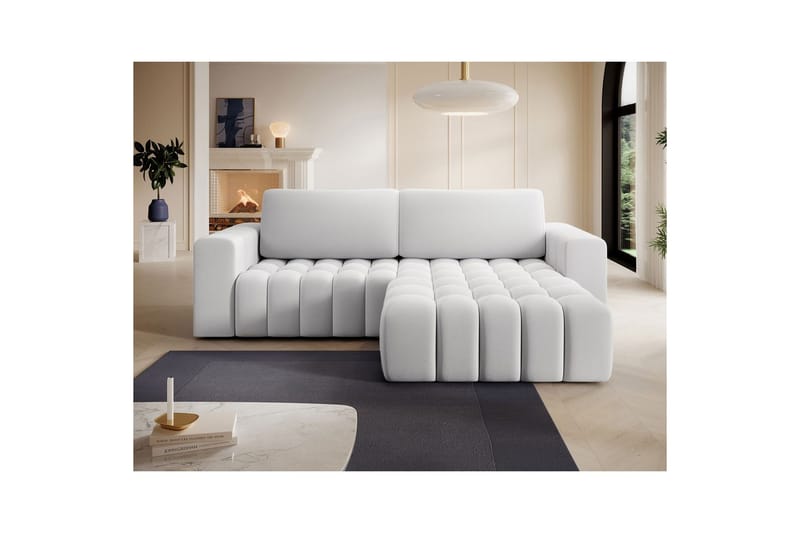 Kulmasohva Eltap Bonett 250x175x92 cm - Solar 01, Valkoinen, Oikea - Huonekalut - Sohva - Vuodesohva