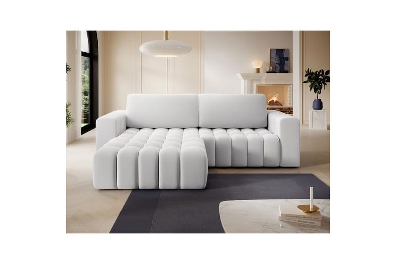 Kulmasohva Eltap Bonett 250x175x92 cm - Solar 01, Valkoinen, Vasen - Huonekalut - Sohva - Vuodesohva