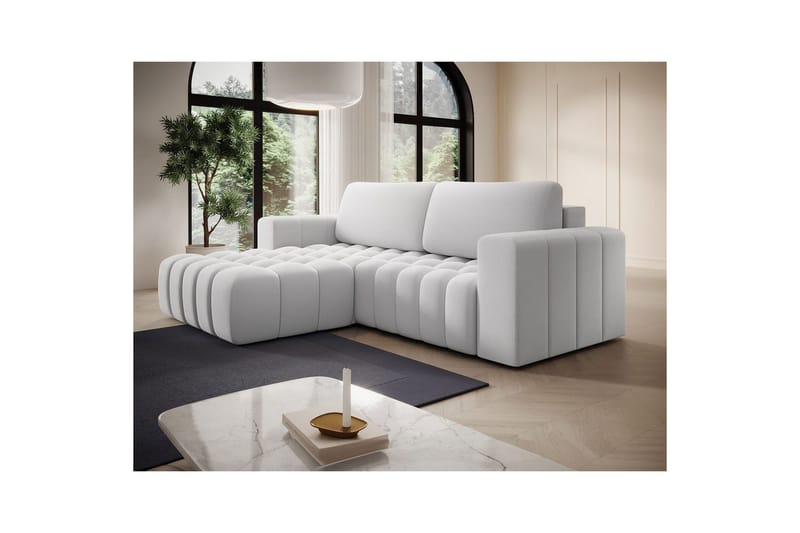 Kulmasohva Eltap Bonett 250x175x92 cm - Solar 01, Valkoinen, Vasen - Huonekalut - Sohva - Vuodesohva