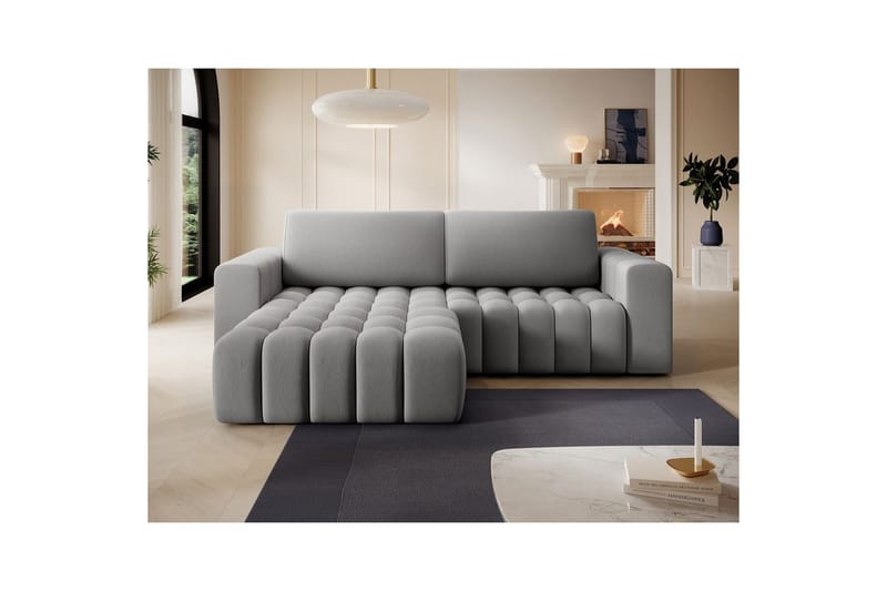 Kulmasohva Eltap Bonett 250x175x92 cm - Paros 05, vaaleanharmaa, Vasen - Huonekalut - Sohva - Vuodesohva
