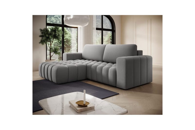 Kulmasohva Eltap Bonett 250x175x92 cm - Paros 05, vaaleanharmaa, Vasen - Huonekalut - Sohva - Vuodesohva