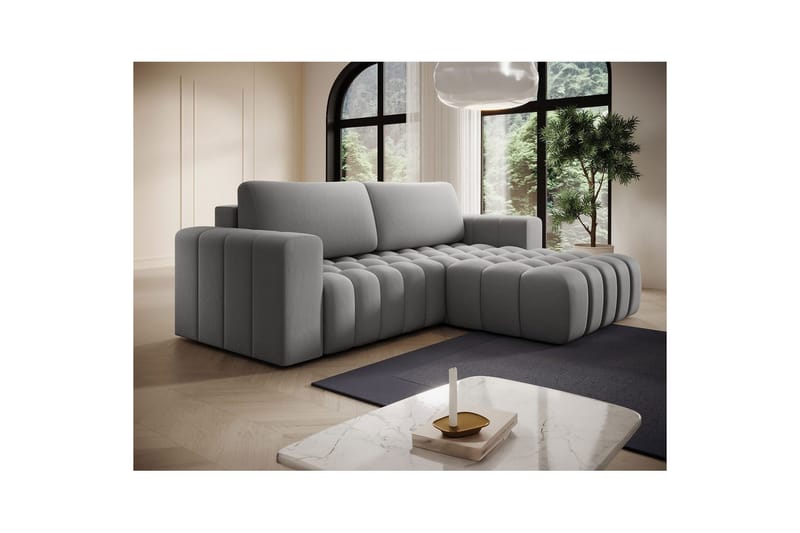 Kulmasohva Eltap Bonett 250x175x92 cm - Paros 05, vaaleanharmaa, Oikea - Huonekalut - Sohva - Vuodesohva