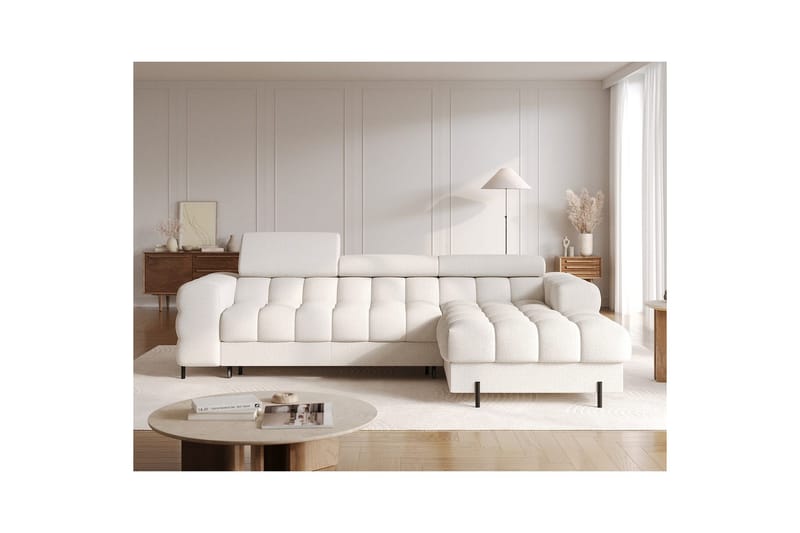 Kulmasohva Eltap Felro 285x181x93 cm - Amore 01, Valkoinen, Oikea - Huonekalut - Sohva - Vuodesohva