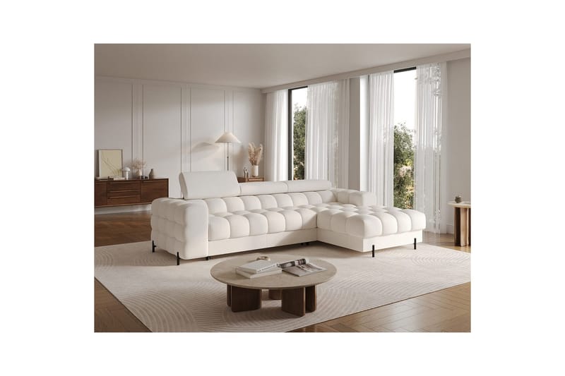 Kulmasohva Eltap Felro 285x181x93 cm - Amore 01, Valkoinen, Oikea - Huonekalut - Sohva - Vuodesohva
