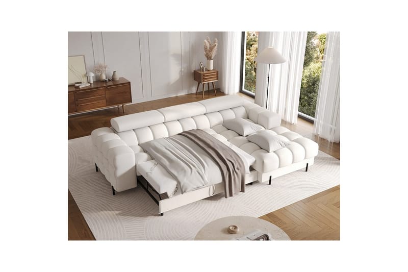 Kulmasohva Eltap Felro 285x181x93 cm - Amore 01, Valkoinen, Oikea - Huonekalut - Sohva - Vuodesohva