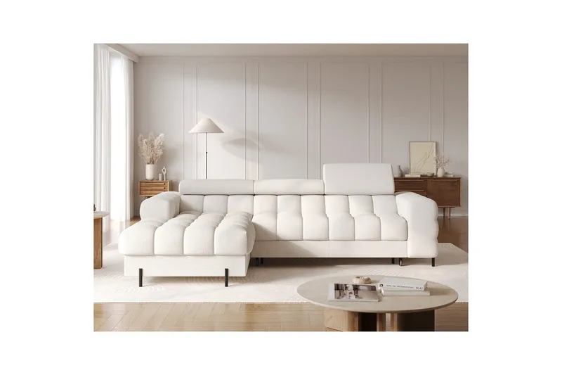 Kulmasohva Eltap Felro 285x181x93 cm - Amore 01, Valkoinen, Vasen - Huonekalut - Sohva - Vuodesohva