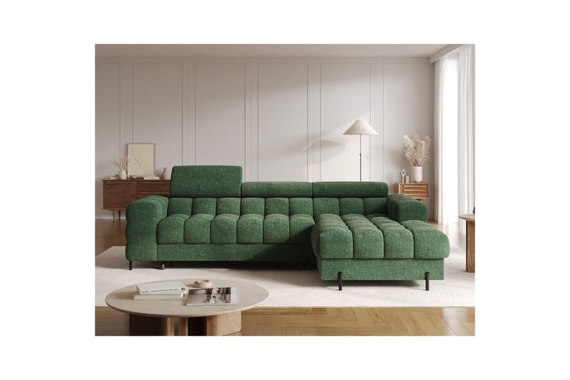 Kulmasohva Eltap Felro 285x181x93 cm - Amore 35, Vihreä, Oikea - Huonekalut - Sohva - Vuodesohva