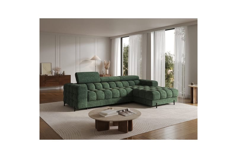 Kulmasohva Eltap Felro 285x181x93 cm - Amore 35, Vihreä, Oikea - Huonekalut - Sohva - Vuodesohva