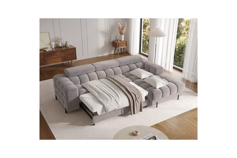 Kulmasohva Eltap Felro 285x181x93 cm - Aura 04, Harmaa, Oikea - Huonekalut - Sohva - Vuodesohva