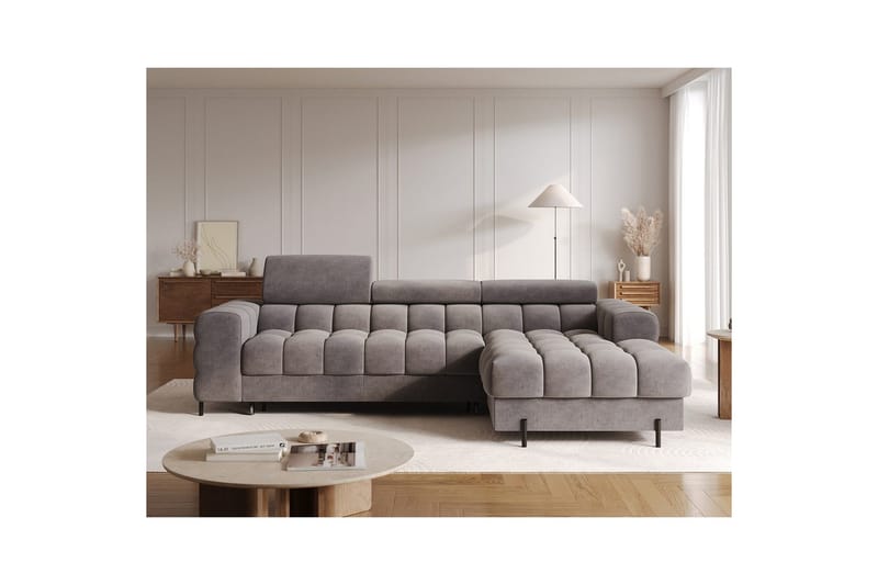 Kulmasohva Eltap Felro 285x181x93 cm - Aura 04, Harmaa, Oikea - Huonekalut - Sohva - Vuodesohva