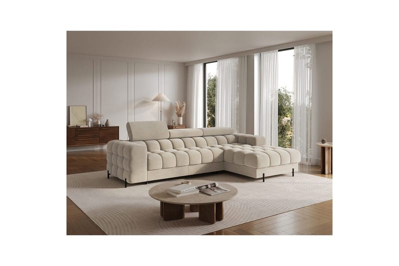 Kulmasohva Eltap Felro 285x181x93 cm - Aura 18, Beige, Oikea - Huonekalut - Sohva - Vuodesohva