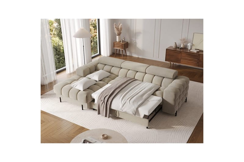 Kulmasohva Eltap Felro 285x181x93 cm - Aura 18, Beige, Vasen - Huonekalut - Sohva - Vuodesohva