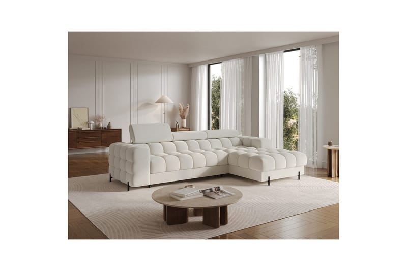 Kulmasohva Eltap Felro 285x181x93 cm - Royal 01, Valkoinen, Oikea - Huonekalut - Sohva - Vuodesohva