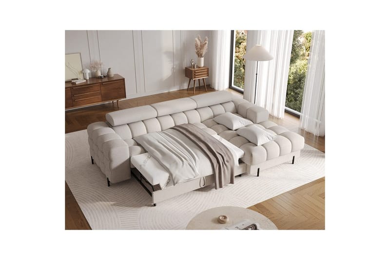 Kulmasohva Eltap Felro 285x181x93 cm - Royal 18, Beige, Oikea - Huonekalut - Sohva - Vuodesohva