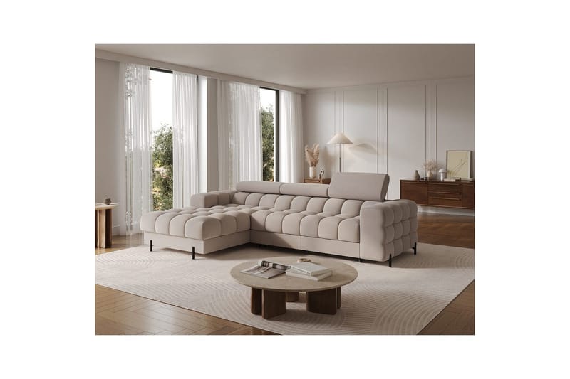 Kulmasohva Eltap Felro 285x181x93 cm - Royal 18, Beige, Vasen - Huonekalut - Sohva - Vuodesohva