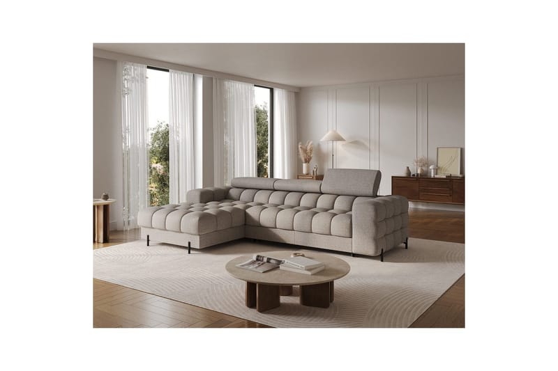 Kulmasohva Eltap Felro 285x181x93 cm - Royal 20, Beige, Vasen - Huonekalut - Sohva - Vuodesohva
