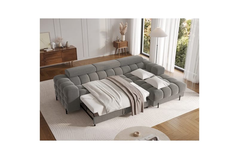 Kulmasohva Eltap Felro 285x181x93 cm - Sola 06, Tummanharmaa, Oikea - Huonekalut - Sohva - Vuodesohva