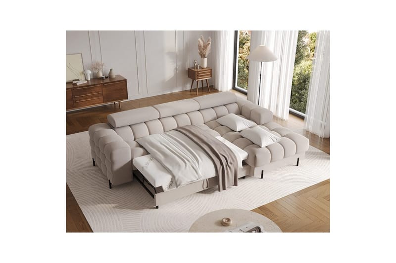 Kulmasohva Eltap Felro 285x181x93 cm - Sola 18, Beige, Oikea - Huonekalut - Sohva - Vuodesohva