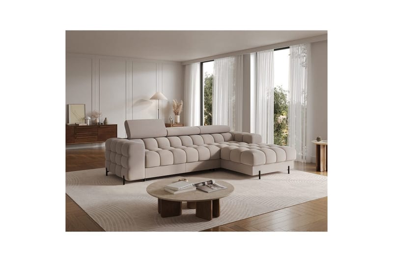 Kulmasohva Eltap Felro 285x181x93 cm - Sola 18, Beige, Oikea - Huonekalut - Sohva - Vuodesohva