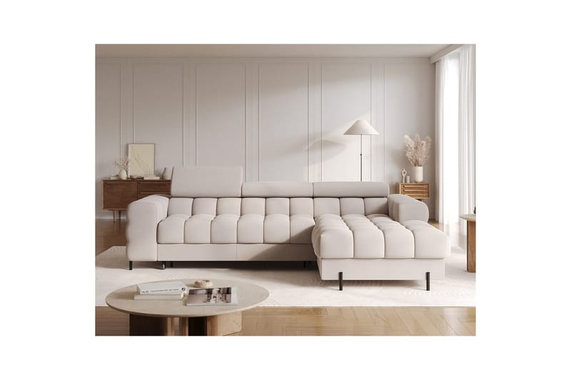 Kulmasohva Eltap Felro 285x181x93 cm - Sola 18, Beige, Oikea - Huonekalut - Sohva - Vuodesohva