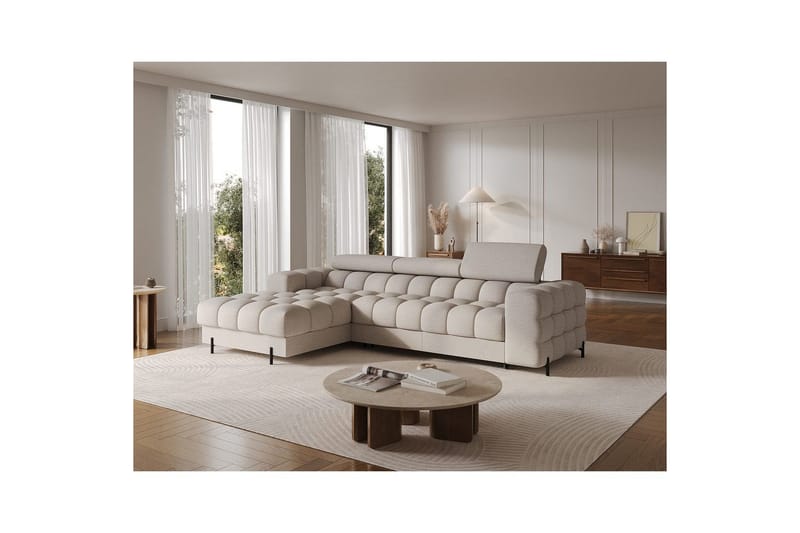 Kulmasohva Eltap Felro 285x181x93 cm - Sola 18, Beige, Vasen - Huonekalut - Sohva - Vuodesohva