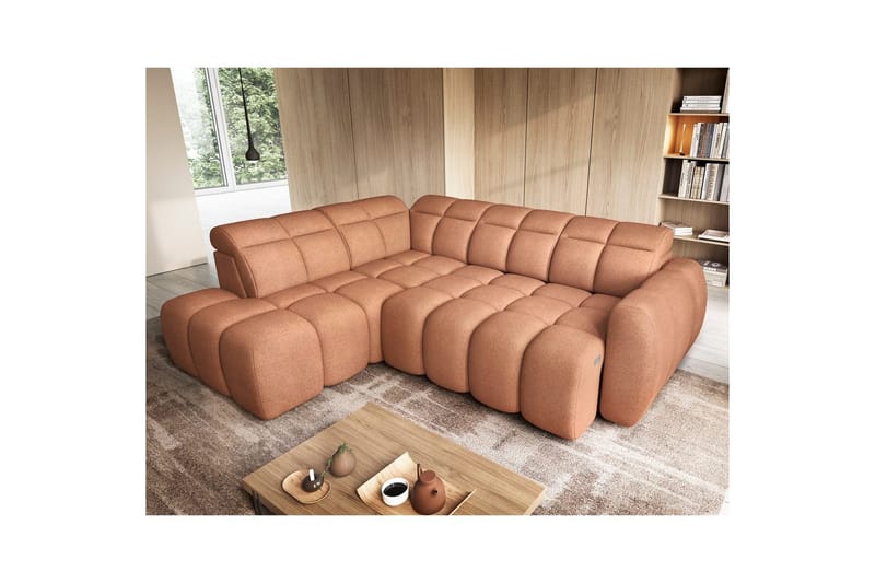 Kulmasohva Eltap Flconn 258x208x107 cm - Xillar 24, Vaaleanpunainen, Vasen - Huonekalut - Sohva - Vuodesohva