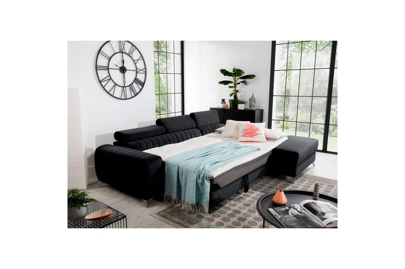 Kulmasohva Eltap Grayson 278x205x92 cm - Loco 10, Musta, Oikea - Huonekalut - Sohva - Vuodesohva