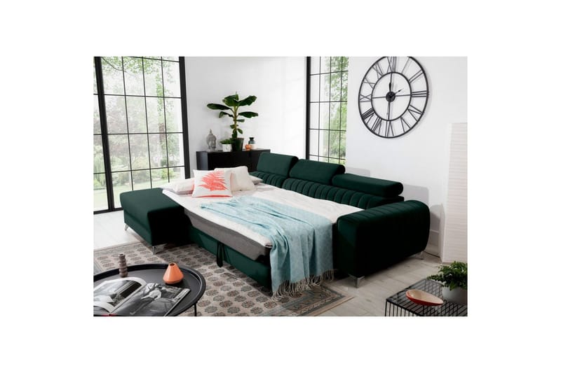 Kulmasohva Eltap Grayson 278x205x92 cm - Loco 35, Tummanvihreä, Vasen - Huonekalut - Sohva - Vuodesohva