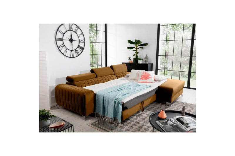 Kulmasohva Eltap Grayson 278x205x92 cm - Loco 45, Keltainen, Oikea - Huonekalut - Sohva - Vuodesohva