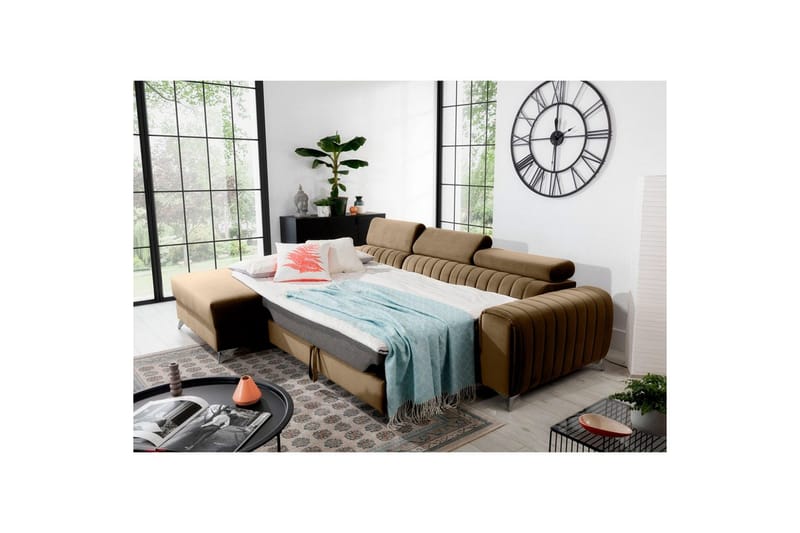 Kulmasohva Eltap Grayson 278x205x92 cm - Nube 20, Beige, Vasen - Huonekalut - Sohva - Vuodesohva