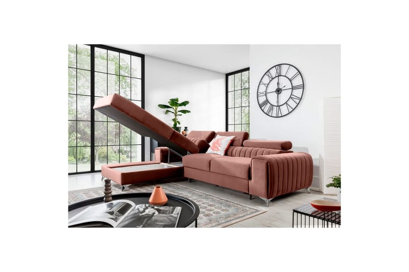 Kulmasohva Eltap Grayson 278x205x92 cm - Nube 24, Vaaleanpunainen, Vasen - Huonekalut - Sohva - Vuodesohva