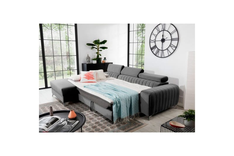 Kulmasohva Eltap Grayson 278x205x92 cm - Nube 3, Vaaleanharmaa, Vasen - Huonekalut - Sohva - Vuodesohva