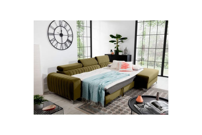 Kulmasohva Eltap Grayson 278x205x92 cm - Nube 33, Vihreä, Oikea - Huonekalut - Sohva - Vuodesohva