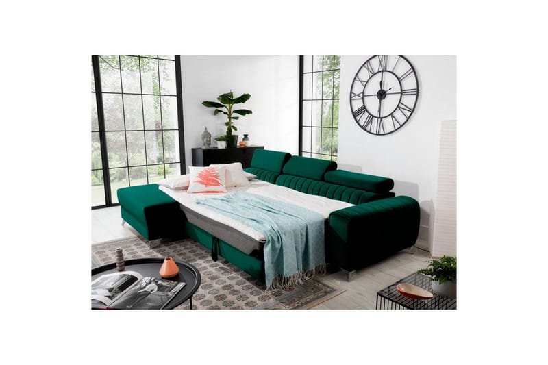 Kulmasohva Eltap Grayson 278x205x92 cm - Nube 35, Vihreä, Vasen - Huonekalut - Sohva - Vuodesohva