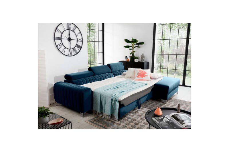 Kulmasohva Eltap Grayson 278x205x92 cm - Nube 40, Sininen, Oikea - Huonekalut - Sohva - Vuodesohva
