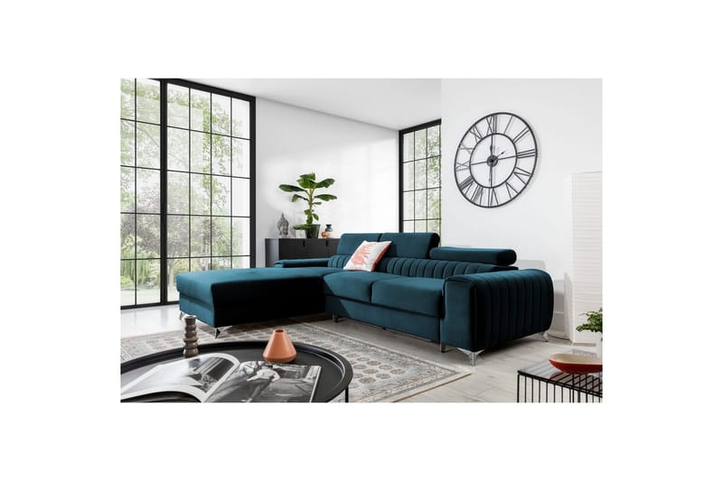 Kulmasohva Eltap Grayson 278x205x92 cm - Nube 40, Sininen, Vasen - Huonekalut - Sohva - Vuodesohva