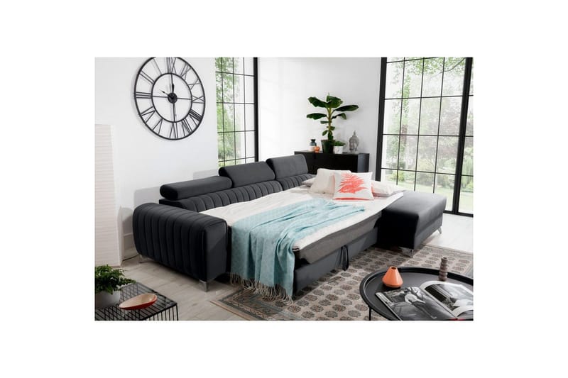 Kulmasohva Eltap Grayson 278x205x92 cm - Nube 6, tummanharmaa, Oikea - Huonekalut - Sohva - Vuodesohva