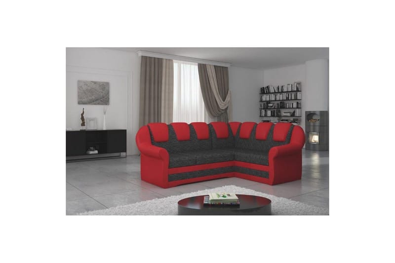 Kulmasohva Eltap Lord II 243x195x112 cm - Berlin 02, Soft 10, Musta, Punainen, Oikea - Huonekalut - Sohva - Vuodesohva