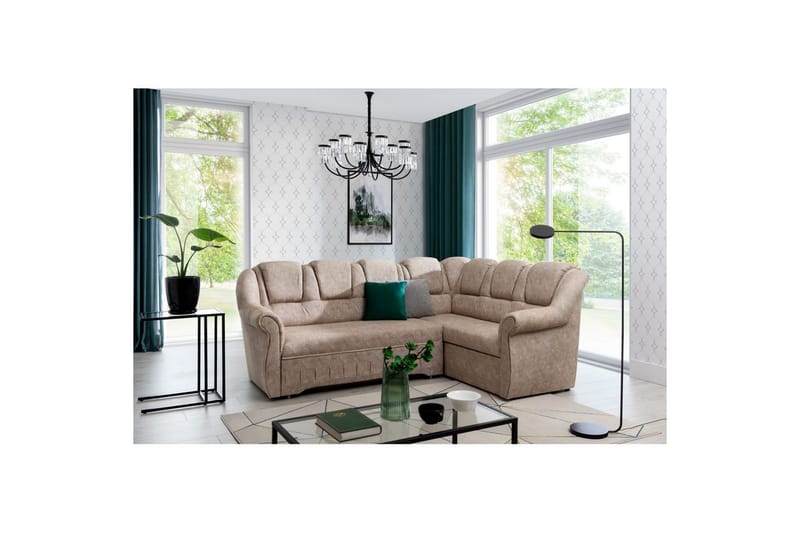 Kulmasohva Eltap Lord II 243x195x112 cm - Dora 21, Beige, Oikea - Huonekalut - Sohva - Vuodesohva