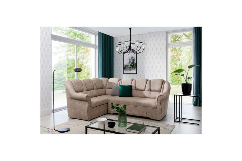 Kulmasohva Eltap Lord II 243x195x112 cm - Dora 21, Beige, Vasen - Huonekalut - Sohva - Vuodesohva
