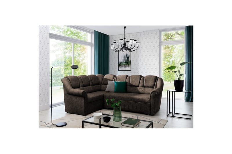 Kulmasohva Eltap Lord II 243x195x112 cm - Dora 28, Tummanruskea, Vasen - Huonekalut - Sohva - Vuodesohva