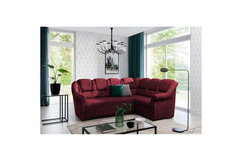 Kulmasohva Eltap Lord II 243x195x112 cm - Dora 63, Punainen, Oikea - Huonekalut - Sohva - Vuodesohva