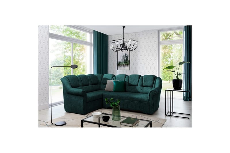 Kulmasohva Eltap Lord II 243x195x112 cm - Dora 85, tummanvihreä, Vasen - Huonekalut - Sohva - Vuodesohva