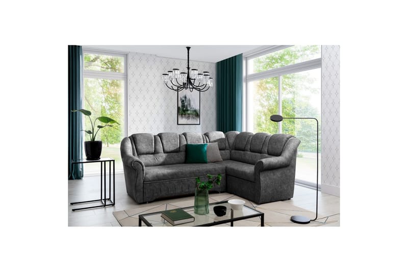 Kulmasohva Eltap Lord II 243x195x112 cm - Dora 90, harmaa, Oikea - Huonekalut - Sohva - Vuodesohva